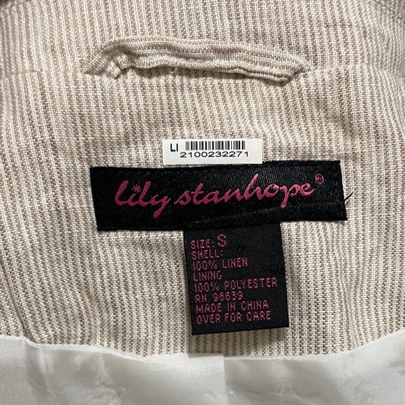 LILY STANHOPE Cream & White Stripe Linen Blazer - Picture 7 of 9
